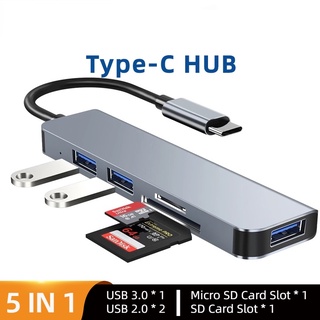 อะแดปเตอร์ฮับ USB C 3.0 Type-C 5 IN 1 พร้อมช่องอ่าน TF SD สําหรับ Macbook Pro 13 15 Air Pro PC