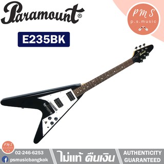 PARAMOUNT E235 กีตาร์ไฟฟ้า 22 เฟร็ต ทรง Flying V สีดำ ปิ๊กอัพ Humbucker คู่ H-H pickup