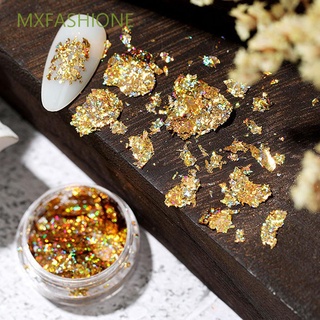 MXFASHIONE Ultra-thin DIY Nail Art Sticker Colorful Nail Gold Foil Irregular Aluminum Foil Paper Gold Silver 3D Nail Decoration Manicure Tools UV Gel Polish Sequins