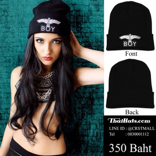 หมวกไหมพรม ปักBOY LONDON สีดำ F5Ah14-0012