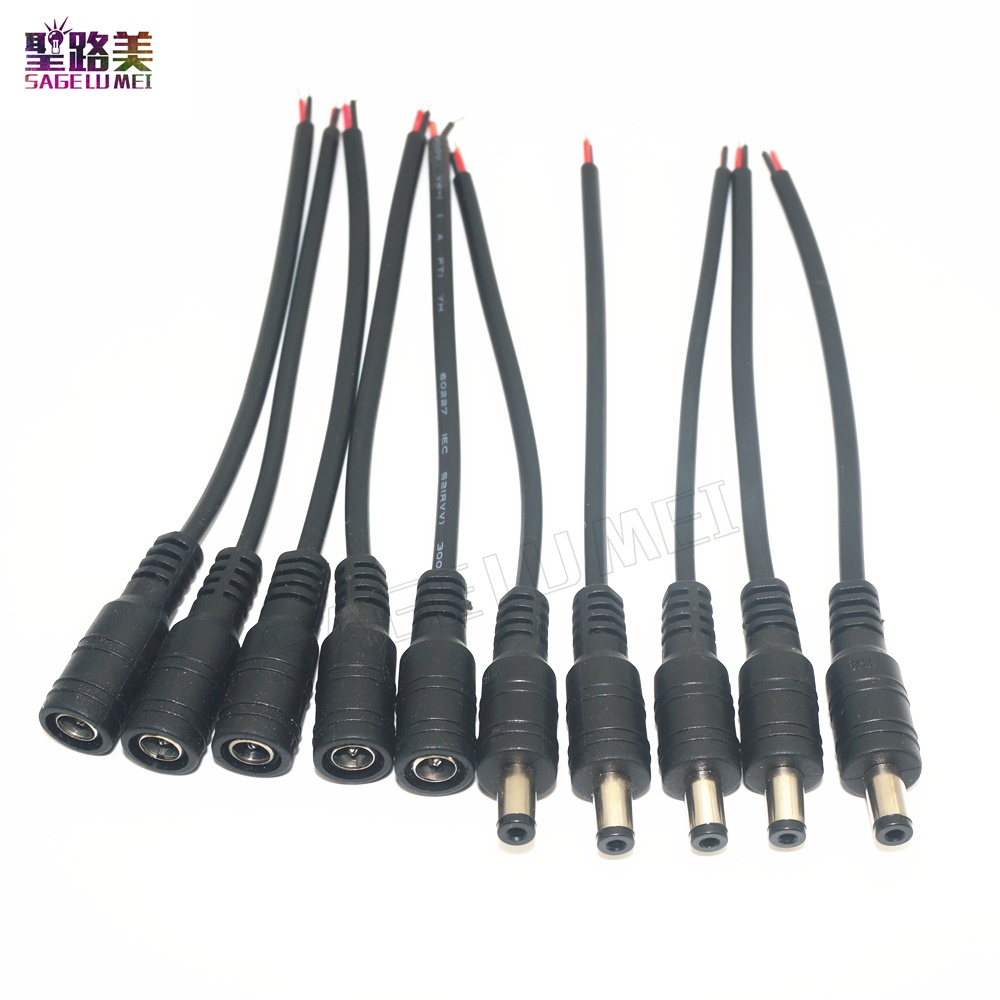 10pcs 5.5x2.1 มม.ปลั๊ก DC หญิงชายสายไฟ LED DC ปลั๊กสําหรับ 3528 5050 สี LED Strip แสง 5Paris ชายและหญิง DC ปลั๊กเชื่อมต่อสาย