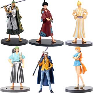 โมเดลฟิกเกอร์ PVC อนิเมะ One Piece Kazunokuni Kimono Luffy Zoro Nami Sanji Usopp Law ของเล่นสําหรับเด็ก