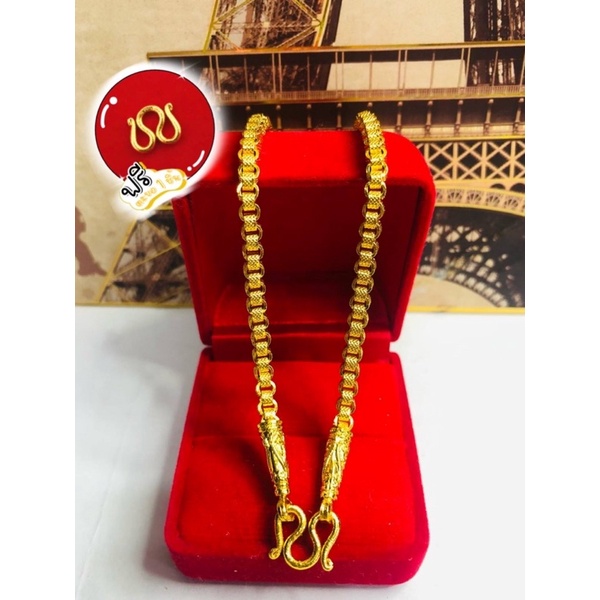 C34สร้อยคอทาโร่เหลี่ยมตันแน่นหนัก1บาท ฟรีตะขอปั้มเพิ่ม1ชิ้น งานคุณภาพดีเหมือนจริง