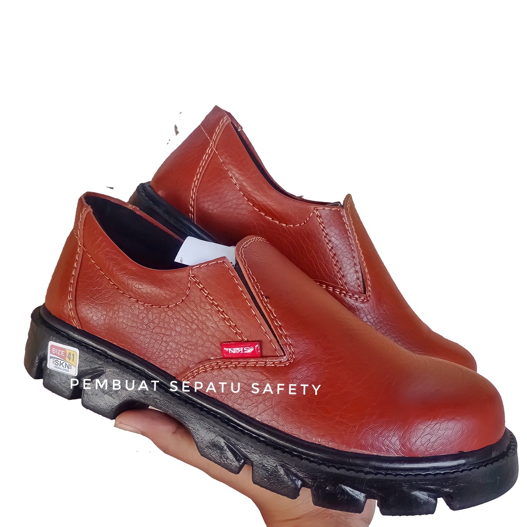 รองเท้านิรภัย Fantofel Slip on King Skn Kickers Moka Steel Toe Safety Work Factory Project Pom Office Workshop OB Pom Fashion Workshop