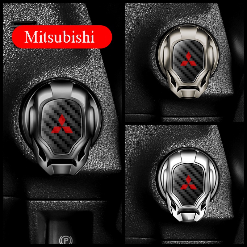 ฝาครอบปุ่มกดปุ่มสตาร์ทรถยนต์ Iron Man Car Interior Engine Ignition Start Stop Button Protective Cover Decoration Sticker Car Interior Accessories for Mitsubishi logo Triton Outlander Mirage ASX Lancer EVO PAJERO GRANDIS GALANT Xpander
