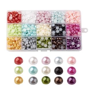 1 Box ABS Acrylic Cabochons Imitation Pearl Half Round Mixed Color Jewelry DIY