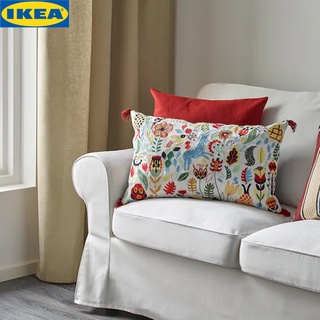 IKEA RÖDARV เริดอาร์ฟ หมอนอิง, หลากสี ลายปักเพิ่มผิวสัมผัสและความมันเงาให้กับหมอนอิง  ปลอกหมอน 2 ด้านต่างลายกัน