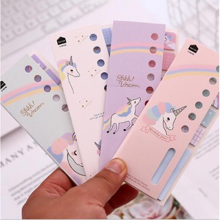 ★★พร้อมส่ง★★  กระดาษโน๊ตน่ารัก ลายยูนิคอร์น มีหลายขนาดใน 1 ชุด (คละสี)