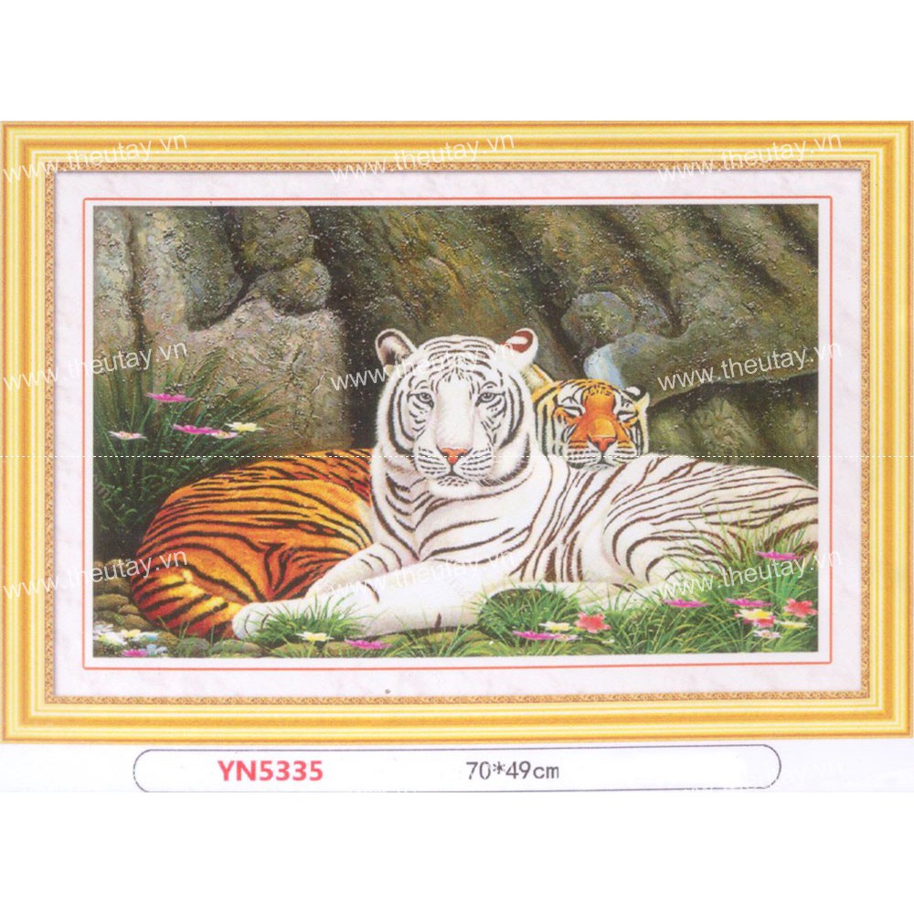 ABC 3D White Tiger Diamond Painting YN5335 (DIY PAINTING) ขนาด: 70X49CM