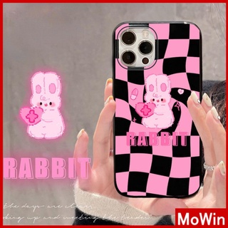 เข้ากันได้สำหรับ เคสไอโฟน เคสไอโฟน11 เคสโทรศัพท์ iphone 13 pro max เคส iPhone ซิลิโคนนุ่มเคสลูกอมเคลือบเงาสีดำกันกระแทกกล้องป้องกันการ์ตูนกระต่ายสีชมพูน่ารักสำหรับ iPhone 11 Pro Max 13 Pro Max 12 Pro Max 7Plus xr XS Max