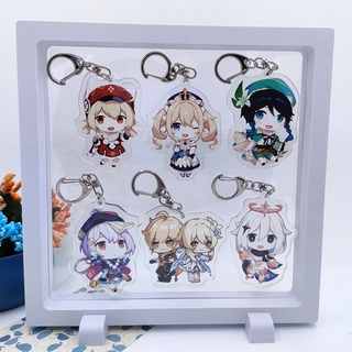 เกม Genshin Impact Keychain อะคริลิค Amber Lisa Barbara Diluc พวงกุญแจจี้กระเป๋าเป้สะพายหลัง พวงกุญแจ รถยนต์ ที่ห้อยพวงกุญแจ แขวนกระเป๋า Accessories