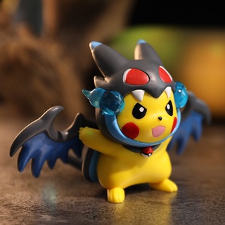 โมเดลฟิกเกอร์ Pokemon Pikachu COS Mega X Charizard น่ารัก สําหรับตกแต่งบ้าน ออฟฟิศ