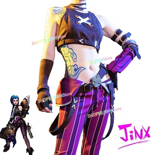 ชุดคอสเพลย์ JINN LOL Jinx Arcane Pow-pow สำหรับการแสดงบนเวที ปาร์ตี้ พร้อมวิกผม