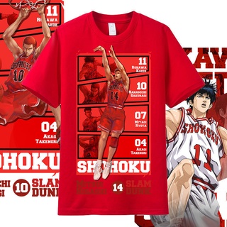 การพิมพ์ฝ้ายเสื้อยืดแขนสั้น ผ้าฝ้าย พิมพ์ลายดอกไม้ Slam Dunk Sakuragi สําหรับผู้ชาย และผู้หญิง 6.28S-4XL