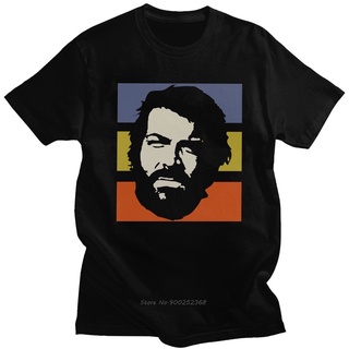 ผ้าฝ้ายแท้เสื้อยืดคอกลม แขนสั้น ผ้าฝ้าย ลาย Bud Spencer 80s Terence Hill สไตล์วินเทจ คลาสสิก สําหรับผู้ชายS-3XL