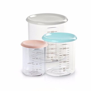 BEABA ชุดกระปุกเก็บอาหาร Set of 3 conservation jars (1 baby/1 maxi /1 maxi+)  - Light Grey / Windy Blue / Vintage Pink