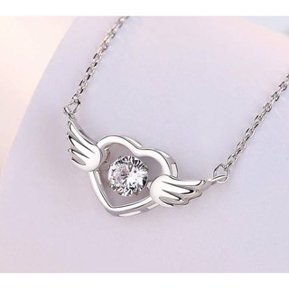 สร้อย สร้อยคอ ❤ สร้อยคอแฟชั่น จี้คริสตัลปีกนางฟ้า Angle ปีกรักหัวใจเพชร Necklace Fashion CZ ชุบทองคำขาว ปีกนางฟ้า