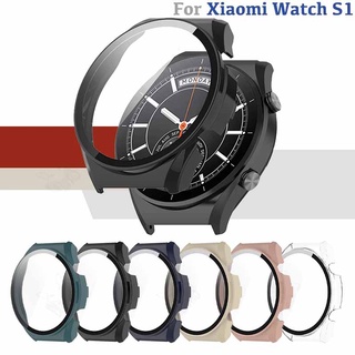 ฟิล์ม 3 มิติ + เคสแข็ง PC สําหรับ Xiaomi Watch S1 / เคสป้องกันหน้าจอ ป้องกันรอยขีดข่วน / เคสสมาร์ทวอทช์ แบบเต็ม