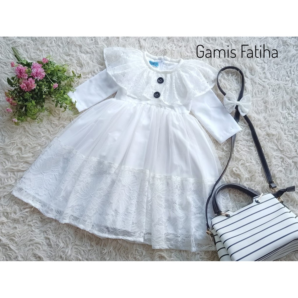 FATIHA CHILDRENS WHITE DRESS FOR 8-9 YEARS OLD (READYSTOCK)