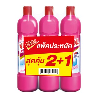 VIXOL วิกซอล น้ำยาล้างห้องน้ำ พิ้งค์ สีชมพู 900 มล. แพ็ค 2+1 ขวด