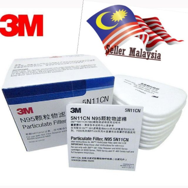 (10 kyping) 3 M 5N11 cn N95 เติมผ้าฝ้ายกรอง Particulate Respirator หน้ากากป้องกันแก๊สพิษ 6100 6200 6