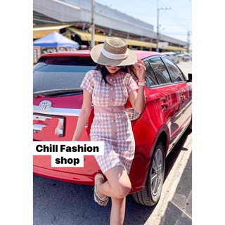 🍭Chill Fashion Shop🍭 เดรสตามเทรนด์แฟชั่น หน้าอกเย็บแต่งด้วยกระดุม อก (bust) 30-40 ยาว (length ) 35