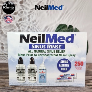 [NeilMed] Sinus Rinse Kit 250 Premixed Packets, 2 bottles and 1 Saline Spray อุปกรณ์ล้างจมูก ไซ นัส ดูแลโพรงจมูก