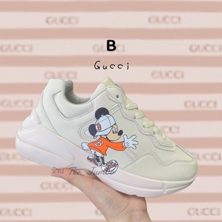 รองเท้าผ้าใบแฟชั่นสไตล์ GUCC ⚠️ ลาย Mickey Mouse 🌵 หนัง