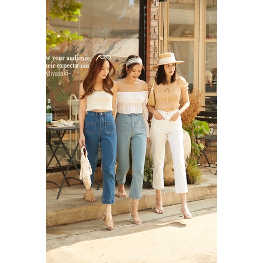 Sis Story Sis529 Emily Jeans - high waisted crop straight jeans