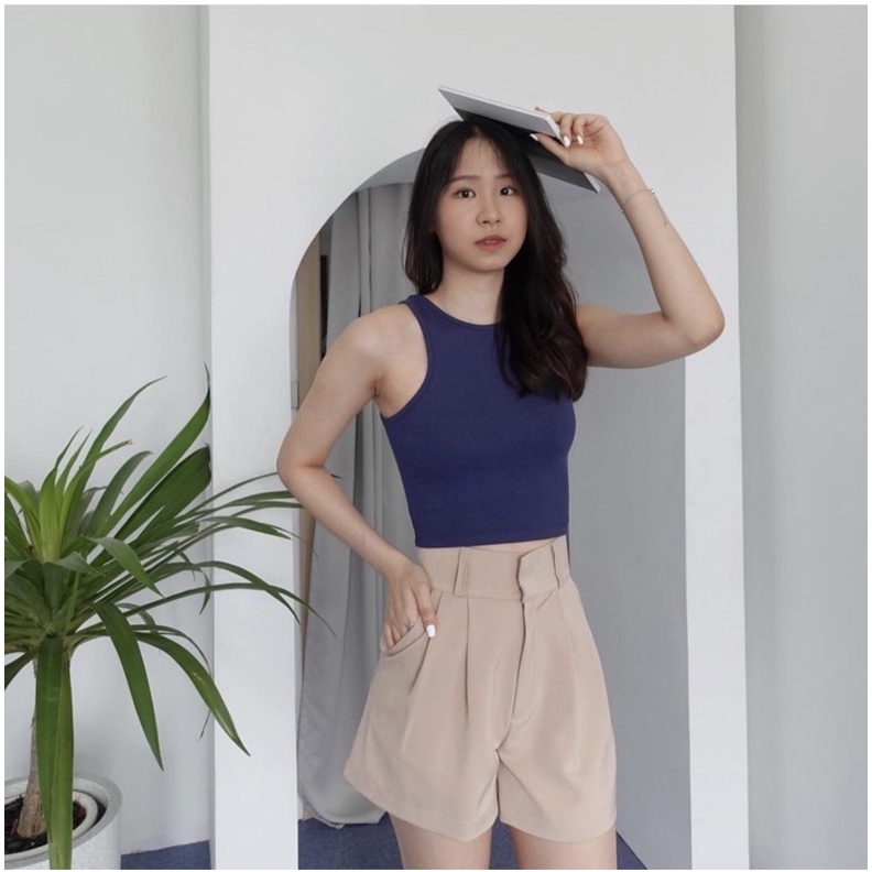 (ส่งต่อ มือ1) เสื้อกล้ามสีน้ำเงิน ผ้าร่องนุ่มยืด ร้าน January style