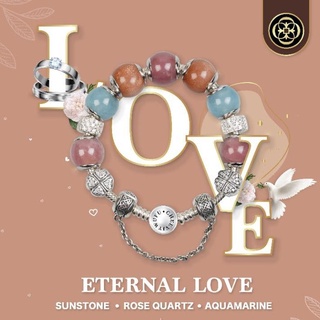 Cheevitwufu สร้อยข้อมือชาร์มหินมงคล Eternal Love Collection Charm Bracelet Sunstone-Rose Quartz-Aquamarine