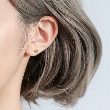 earika.earrings - gold dot stud ต่างหูเม็ดกลมสีทองเงินแท้ คนแพ้ง่ายใส่ได้ (มี4ไซส์) - รูปที่ 3