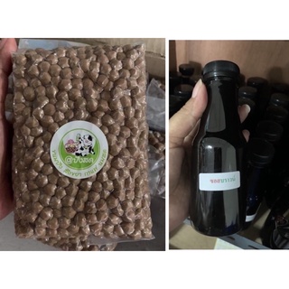 ไข่มุกดำ+++ นำ้ซอสบราวน์ซูก้า (ไข่มุกดำ ไต้หวัน 1 กก.+ ซอสบราวน์ซูก้า 250 ml ) (มีสูตรต้มไข่มุกให้)