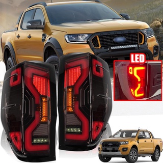 ไฟท้ายแต่ง ไฟท้าย LED FORD เรนเจอร์ RANGER ใส่ได้ทุกรุ่น ปี 2012 - 2021 สีสโม๊ค รวมชุดสายไฟ โฉม Next gen 1 คู่