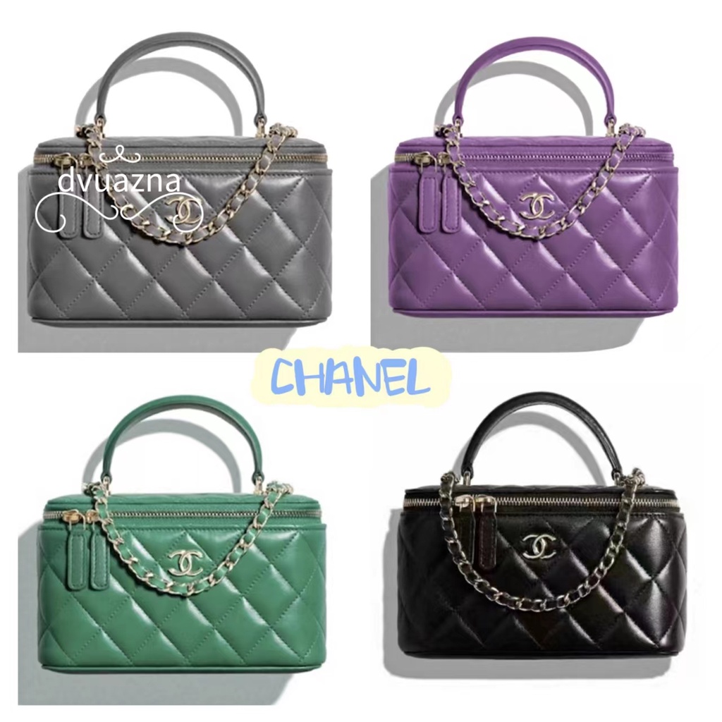 💯 ของแท้ CHANEL 22A Series Handle Long Box Bag Portable Shoulder Messenger Bag/women's