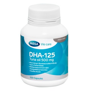 Exp 12/10/2024 Mega We Care DHA - 125 Tuna Oil 500 mg. บำรุงสมองและสายตา ด้วยน้ำมันปลาทูน่า (100 แคปซูล)