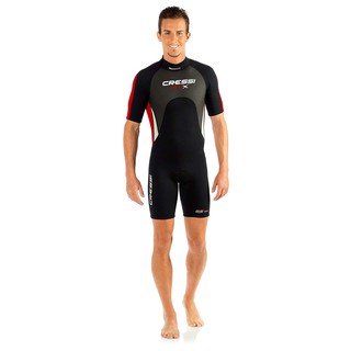 CRESSI MED X MAN SHORTY WETSUIT BLACK/RED 2.5mm ชุดดำน้ำ เว็ทสูท กางเกงขาสั้น สำหรับผู้ชาย อุปกรณ์ดำน้ำ