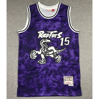 ใหม่ NBA Toronto Raptors สําหรับผู้ชาย #เสื้อกีฬาบาสเก็ตบอล ปักลายเพชร สีม่วง สไตล์วินเทจ 15 Vince Carter