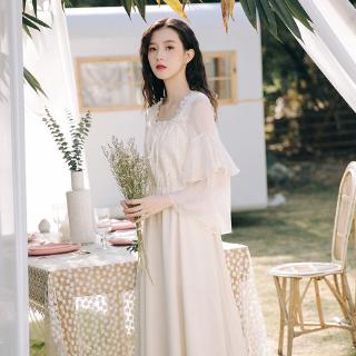 2020 ชุดเดรสยาวปริ๊นเซสชีฟองลูกไม้ฝรั่งเศส long dress Chiffon Dress