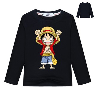 เสื้อยืดแขนยาวผ้าฝ้าย 100 % ลาย Anime One Piece Luffy