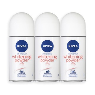 🔥The Best!! นีเวีย ไวท์เทนนิ่ง พาวเดอร์ โรลออน ขนาด 50 มล. แพ็ค 3 หลอด Nivea Whitening Powder Roll-on 50 ml x 3