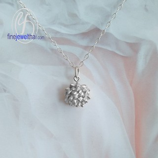 Finejewelthai จี้เงินแท้-จี้ดอกไม้-จี้ดอกบัว-เงินแท้-Silver-lotus-flower-Pendant - P107600e