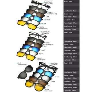 (QI-FASHION) 6 in I Suit Men and Women Magnetic Clip on แว่นกันแดดโพลาไรซ์