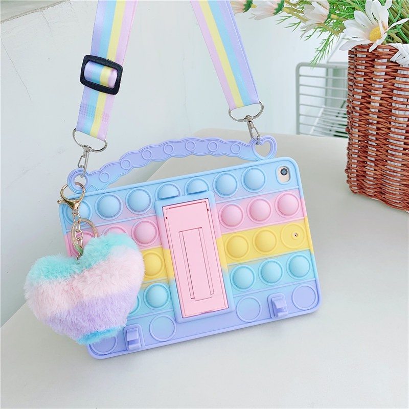 สําหรับ iPad 2 3 4 5th 6th 7th 8th Gen Mini 7 Air Pro 9.7 "10.2" 11" 2017 2018 2019 2020 Pop Fidget ของเล่น Push It Bubble Handle Case Stand Cover