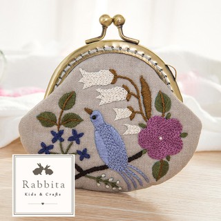 EB30 ชุดอุปกรณ์ปักผ้า DIY ครบเซ็ท กระเป๋า Pouch ใส่เหรียญขนาดเล็ก ลายดอกไม้