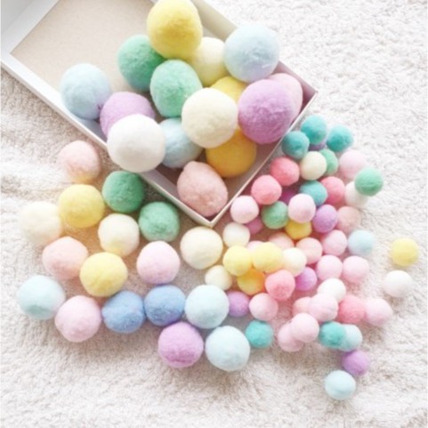 ปอมปอม คละสี (1-3 cm.) แพ็คละ 10 ลูก