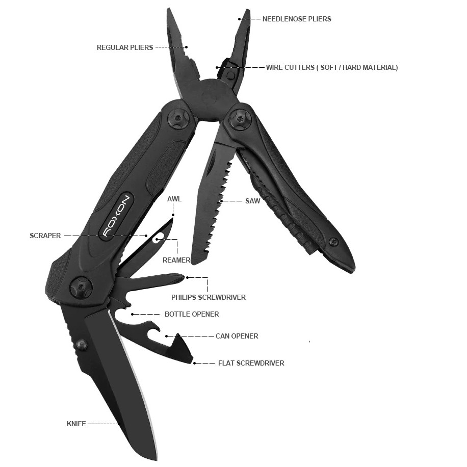 เครื่องมือเอนกประสงค์ ROXON CM1349(full black) มัลติทูล Multi-tool 14 in 1 ของแท้ 100%