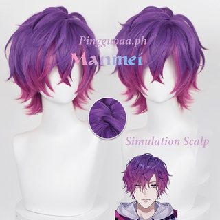 【Manmei】Vtuber Uki Violeta Cosplay Wig NOCTYX 30cm Short Hair Synthetic Heat Resistant Wigs