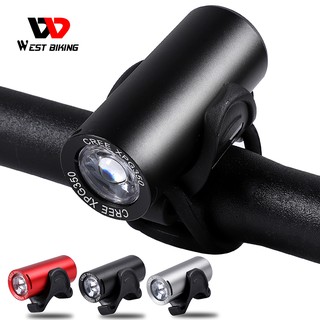 WEST BIKING ไฟหน้าจักรยาน ขนาดเล็ก ชาร์จ USB เพื่อความปลอดภัย สําหรับวิ่ง ขี่จักรยาน