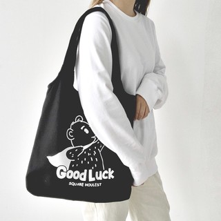 TB A070 หมีน้อยสุปเปอร์แมน Good luck New!!| กระเป๋าผ้านักเรียนสุดน่ารัก 🐨🦝